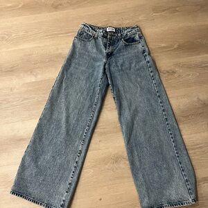 RSQ Low Rise Wide Leg Jeans in Distressed Blue